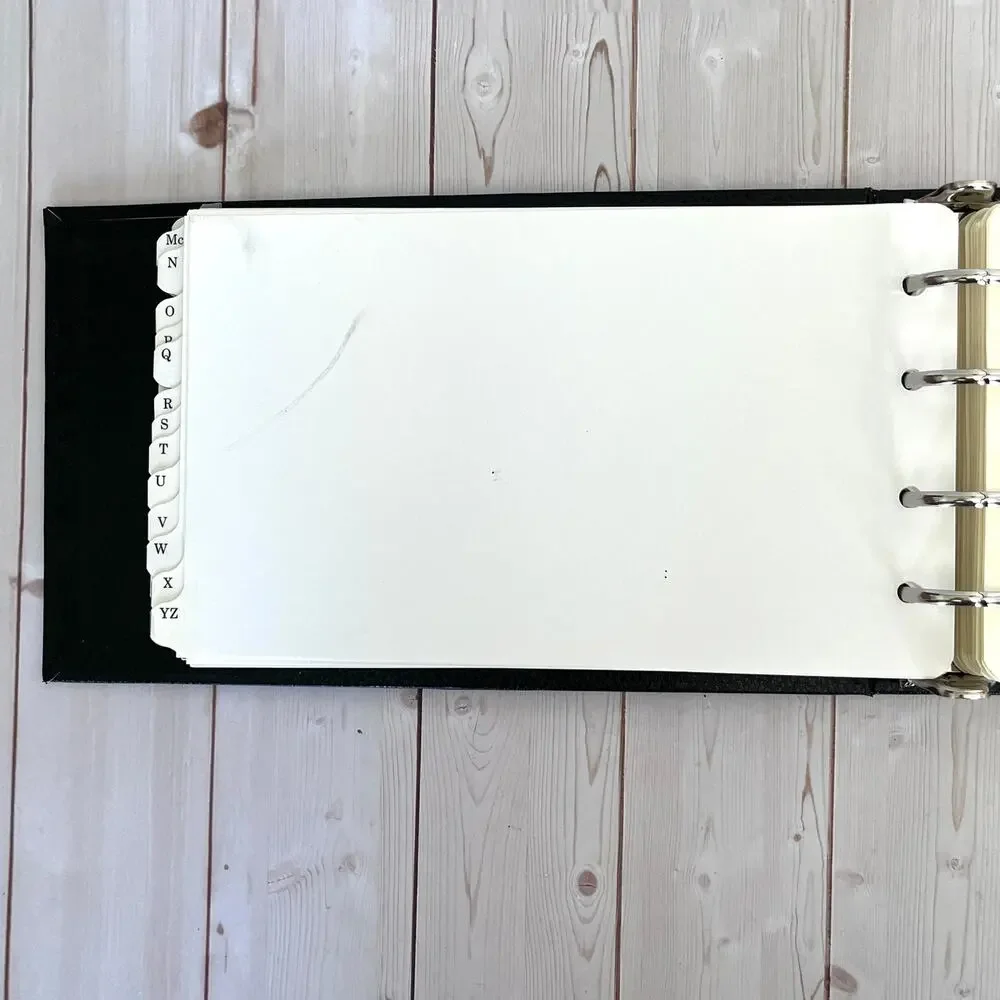Vintage Black Hardcover 4-Ring Ledger Binder with Dividers and 84 Ledger Pages